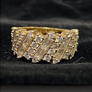 Judith Ripka Sterling Silver Gold Plated Band Ring